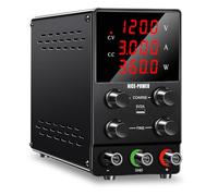 NICE-POWER Adaptateur DC réglable (0-120V, 0-3A), commutation variable contrôlée de haute précision avec affichage LED à 4 chiffres avec 5V/2A, port USB pour sortie de test et câble d'entrée
