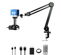NICE-POWER Microscope numérique 60 MP 1080p 4K HDMI USB Microscope vidéo industriel, zoom 150x, monture C, support pliable, anneau lumineux LED, microscopes à souder pour réparation électronique