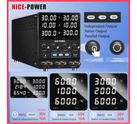 NICE-POWER SPS3010-2KD Alimentation électrique CC réglable, double canal, 30V 10A, 60V 10A, 30V 20A, alimentation de laboratoire régulée, USB, Prise en charge des connexions parallèles et en série 30V