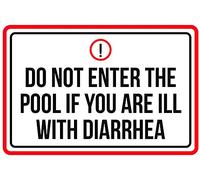 Nice Signes d'avertissement en métal 20,3 x 30,5 cm Do not Enter The Swimming Pool IF You are Ill with Diarrhea SPA - Plaque décorative en aluminium