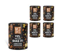 NICE SPICE Lot de 5 boîtes d'épices pour pain d'épice « Yes, You can Bake it! » (5 x 40 g) Mélange d'épices pour délicieux pain d'épices, pâtisserie, cadeau pour les amateurs de pâtisserie, stock
