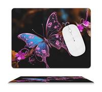 Nice Tapis de souris papillon ultra fin en cuir avec surface lisse imperméable et antidérapant pour jeux, bureau et maison, 25,4 x 20,3 cm