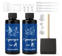 NICE2MEU Cyanotype Kit, Kit Cyanotype Complet, Adapté au Tissu, Papier, Lin et Toile, Compatible avec les Peintures à l'Aquarelle et Autres Peintures, Idéal pour les Débutants et les Artistes