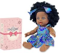 Nice2you 10 Pouces Poupee Noire pour Les Fille, 25cm Africaine Bebe Poupée, Jouet de Poupée pour Enfant 2, 3, 4, 5 Ans, Reborn Bébé Poupon - Idéal pour Les Cadeau, Baby Doll Porter