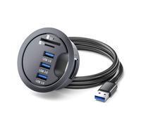 Nicear Hub USB 3.0 De Bureau À Montage Encastré, Hub USB 3.0 avec Port pour Lecteur De Carte SD/TF