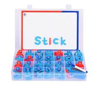 Nicear Kit d'alphabet magnétique avec 104 lettres aimantées en mousse épaisse pour réfrigérateur Kit de majuscules et minuscules Orthographe et apprentissage préscolaires (Rouge/Bleu)