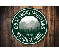 Niceast Great Smoky Mountains, Smoky Mountains, Gatlinburg Mountain Sign, Mountain Alpiners, Décorations de voyage, Décoration de voyage Plaque ronde en métal 30,5 x 30,5 cm