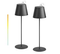 NiceBuy Lot de 2 Lampes de Table LED Sans Fil, Rechargeable par USB-C, 3 Teintes de Lumière Réglables, Intensité Variable, Tactile, pour Restaurant Camping Bar Terrasse (Noir)