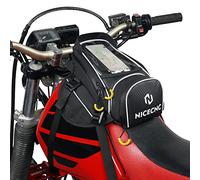 NICECNC Sacoche de réservoir de moto magnétique, 6 aimants et 5 sangles renforcées, pochette pour téléphone de 6,7", universelle pour la plupart des motos, aventure, double sport, noir