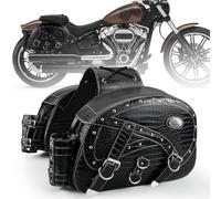 NICECNC Sacs de Selle Moto en Cuir, 35L Grande capacit¨¦ Sacs de Selle de Moto avec Porte-gobelets, Compatible with Sportster Softail Dyna Shadow Road King Universel, 2PCS