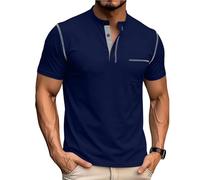 NICECY Petit t-Shirt décontracté décontracté pour Hommes à Blocs de Couleur Diagonale Plus Un col en V à Manches Courtes, Respirant et à séchage Rapide(Bleu Gris,L)