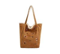 NICECY Sac bandoulière brodé d’automne et d’hiver à large capacité à une épaule, peut être utilisé comme sac décontracté double face(brun)