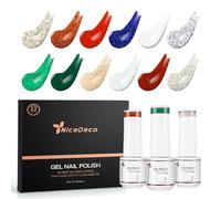 Nicedeco 12 Couleurs Vernis Semi Permanent Noël Série, Lot Vernis à Ongles Gel Polish UV LED Soak Off Brillant Longue Durée 5ml - Kit 8