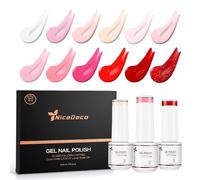 Nicedeco 12 Couleurs Vernis Semi Permanent Rouge Rose Pastel Blanc, Saint-Valentin Série Lot Vernis à Ongles Gel Polish UV LED Soak Off Brillant Longue Durée 5ml - Kit 9