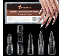 Nicedeco 120 Pièces Popit Ongle 5 Formes 12 Tailles Faux Ongles Conseils de Extension Acrylique Capsule Ongles Nail Double Formes Kit 1