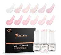 Nicedeco 12pcs Gel Construction Ongle UV 8 en 1, Gel Builder Base de Renforcement, Réparation et Extensions, Vernis à Ongles Forts, Base Coat Rose Nu 5ml - Kit 1