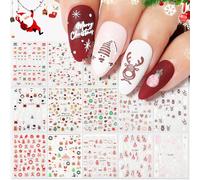 Nicedeco 15 Feuilles Noël Stickers Ongles Mix Couleurs Autoadhésif Autocollants Ongles Nail Art Décoration 05
