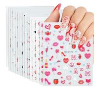 Nicedeco 15 Feuilles Saint-Valentin Amour Stickers Ongles Mix Couleurs Autoadhésif Autocollants Ongles Nail Art Décoration 03
