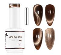 Nicedeco 15ml Vernis Gel Magnétique Œil de Chat Transparent Vitreux Marron - Effet Cristal Brillant, Réfléchissantes Longue Tenue, Gel UV Translucide pour Ongles pour Salon & DIY