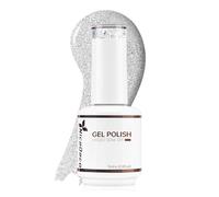 Nicedeco 15ML Vernis Gel Semi Permanent Argent Pailleté, Vernis à Ongles Gel Polish UV LED Soak Off Brillant Longue Durée (07)