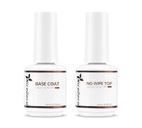 Nicedeco 15ML Vernis Semi Permanent Base et Top Coat, No Wipe Top et Base Vernis à Ongles Gel Polish Soak Off UV LED Brillant Longue Durée