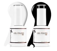 Nicedeco 2 Couleurs 15ML Vernis Gel Semi Permanent Blanc + Noir, Vernis à Ongles Gel Polish Soak Off UV LED Brillant Longue Durée KIT 2