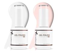 Nicedeco 2 Couleurs 15ML Vernis Gel Semi Permanent Blanc + Rose, Vernis à Ongles Gel Polish Soak Off UV LED Brillant Longue Durée KIT 1