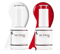 Nicedeco 2 Couleurs 15ML Vernis Gel Semi Permanent Blanc + Rouge, Vernis à Ongles Gel Polish Soak Off UV LED Brillant Longue Durée KIT 3