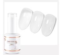 Nicedeco 2 en 1 Vernis Semi Permanent Base avec Couleur, Vernis à Ongles Gel Gelée de Cristal Naturel Nu Rose Soak Off UV LED Brillante Longue Durée 15ML - 01