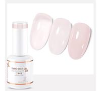 Nicedeco 2 en 1 Vernis Semi Permanent Base avec Couleur, Vernis à Ongles Gel Gelée de Cristal Naturel Nu Rose Soak Off UV LED Brillante Longue Durée 15ML - 10