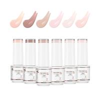 Nicedeco 2 en 1 Vernis Semi Permanent Base avec Couleur, Vernis à Ongles Gel Gelée de Cristal Naturel Nu Soak Off UV LED Brillante Longue Durée 6 x 5ml Kit 48