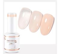 Nicedeco 2 en 1 Vernis Semi Permanent Base avec Couleur, Vernis à Ongles Gel Gelée de Cristal Naturel Nu Rose Soak Off UV LED Brillante Longue Durée 15ML - 06