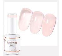 Nicedeco 2 en 1 Vernis Semi Permanent Base avec Couleur, Vernis à Ongles Gel Gelée de Cristal Naturel Nu Rose Soak Off UV LED Brillante Longue Durée 15ML - 12
