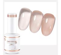 Nicedeco 2 en 1 Vernis Semi Permanent Base avec Couleur, Vernis à Ongles Gel Gelée de Cristal Naturel Nu Rose Soak Off UV LED Brillante Longue Durée 15ML - 09