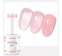 Nicedeco 2 en 1 Vernis Semi Permanent Base avec Couleur, Vernis à Ongles Gel Gelée de Cristal Naturel Nu Rose Soak Off UV LED Brillante Longue Durée 15ML - 04