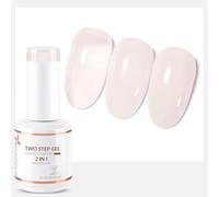Nicedeco 2 en 1 Vernis Semi Permanent Base avec Couleur, Vernis à Ongles Gel Gelée de Cristal Naturel Nu Rose Soak Off UV LED Brillante Longue Durée 15ML - 11