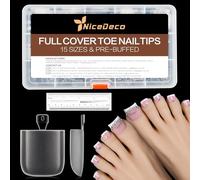 NICEDECO 240 Faux Ongles d'Orteils Press-on Carrés Transparents pour DIY 22