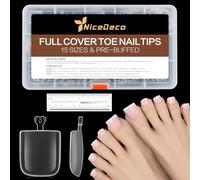 NICEDECO 240 Faux Ongles d'Orteils Press-on Carrés Transparents pour DIY 23