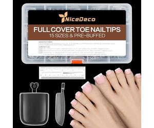 NICEDECO 240 Faux Ongles d'Orteils Press-on Carrés Transparents pour DIY 23