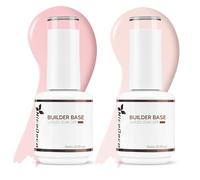 Nicedeco 2pcs 15ml Gel Construction Ongle UV 8 en 1, Gel Builder Base de Renforcement, Réparation et Extensions, Vernis à Ongles Forts, Base Coat, Le Nail Art Décoration Rose Nu