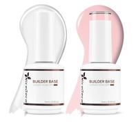 Nicedeco 2pcs 15ml Gel Construction Ongle UV 8 en 1, Gel Builder Base de Renforcement, Réparation et Extensions, Vernis à Ongles Forts, Base Coat, Le Nail Art Décoration - Clair + Rose