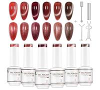 Nicedeco 5ml Coffret de 6 Couleurs Vernis Semi-Permanent Magnétique Œil de Chat Transparent Vitreux avec Aimant - Effet Cristal, Vernis UV Longue Tenue Translucide Type Jelly pour Salon & DIY - Kit 60