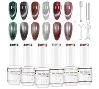 Nicedeco 5ml Coffret de 6 Couleurs Vernis Semi-Permanent Magnétique Œil de Chat Transparent Vitreux avec Aimant - Effet Cristal, Vernis UV Longue Tenue Translucide Type Jelly pour Salon & DIY - Kit 59