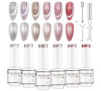 Nicedeco 5ml Coffret de 6 Couleurs Vernis Semi-Permanent Magnétique Œil de Chat Transparent Vitreux avec Aimant - Effet Cristal, Vernis UV Longue Tenue Translucide Type Jelly pour Salon & DIY - Kit 57