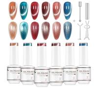 Nicedeco 5ml Coffret de 6 Couleurs Vernis Semi-Permanent Magnétique Œil de Chat Transparent Vitreux avec Aimant - Effet Cristal, Vernis UV Longue Tenue Translucide Type Jelly pour Salon & DIY - Kit 58