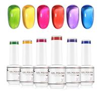 Nicedeco 6 Couleurs Vernis Gel Semi Permanent Arc En Ciel, Lot Vernis à Ongles Gel Gelée de Cristal UV LED Soak Off Brillante Longue Durée Kit 45