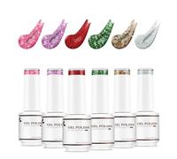 Nicedeco 6 Couleurs Vernis Semi Permanent Fantaisie Pailleté Série, Lot Vernis à Ongles Gel Polish UV LED Soak Off Brillant Longue Durée - Kit 11
