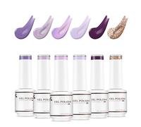 Nicedeco 6 Couleurs Vernis Semi Permanent Fantaisie Violet Série, Lot Vernis à Ongles Gel Polish UV LED Soak Off Brillant Longue Durée - Kit 14