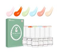 Nicedeco 6 Couleurs Vernis Semi Permanent Macaron Pâques Série, Lot Vernis à Ongles Gel Polish UV LED Soak Off Brillant Longue Durée - Kit 21