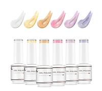 Nicedeco 6 Couleurs Vernis Semi Permanent Nacré Perle, Lot de Vernis à Ongles Gel Blanc Rose Jaune Bleu Brillant Soak Off UV LED Sans HEMA - Kit 39